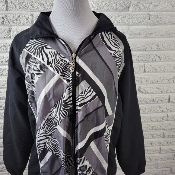 Activology Women Jacket Extra Large Black Animal Print  Zip Lightweight ANI17E - Picture 3 of 10